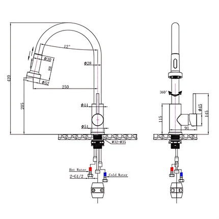 Round Pull Out Spray Kitchen Sink Mixer Tap Chrome ,