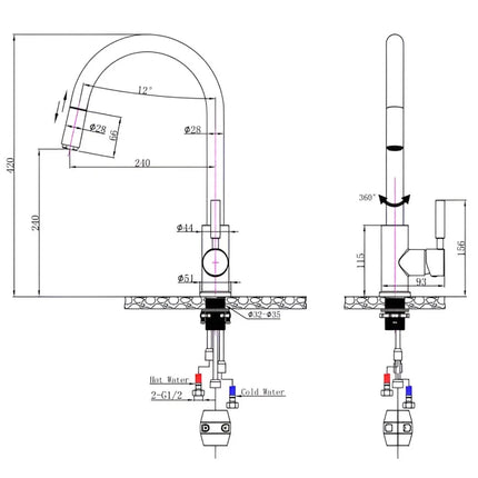 Round Pull Out Kitchen Sink Mixer Tap Chrome ,