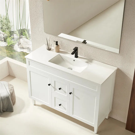 Ceto Harrington Hampton Style Freestanding Floor Vanity Matte White Middle Drawers 1200 ,