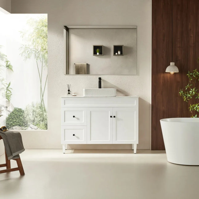 Ceto Harrington Hampton Style Freestanding Floor Vanity Matte White 1200 ,