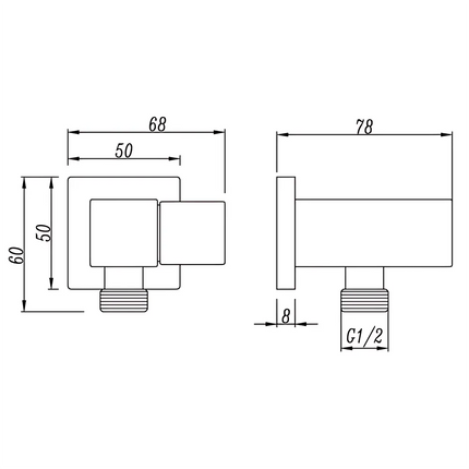 Square Hand Held Shower Set Chrome ,