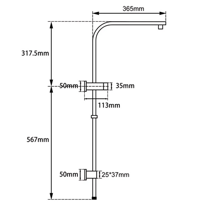 Square Top Water Inlet Shower Combination Chrome ,