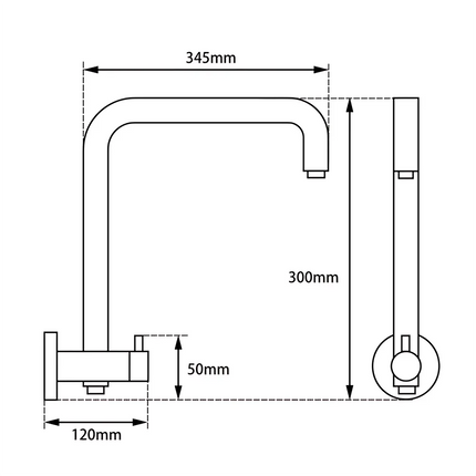 Round Right Angle Half Rail Top Water Inlet Shower Combination Chrome ,