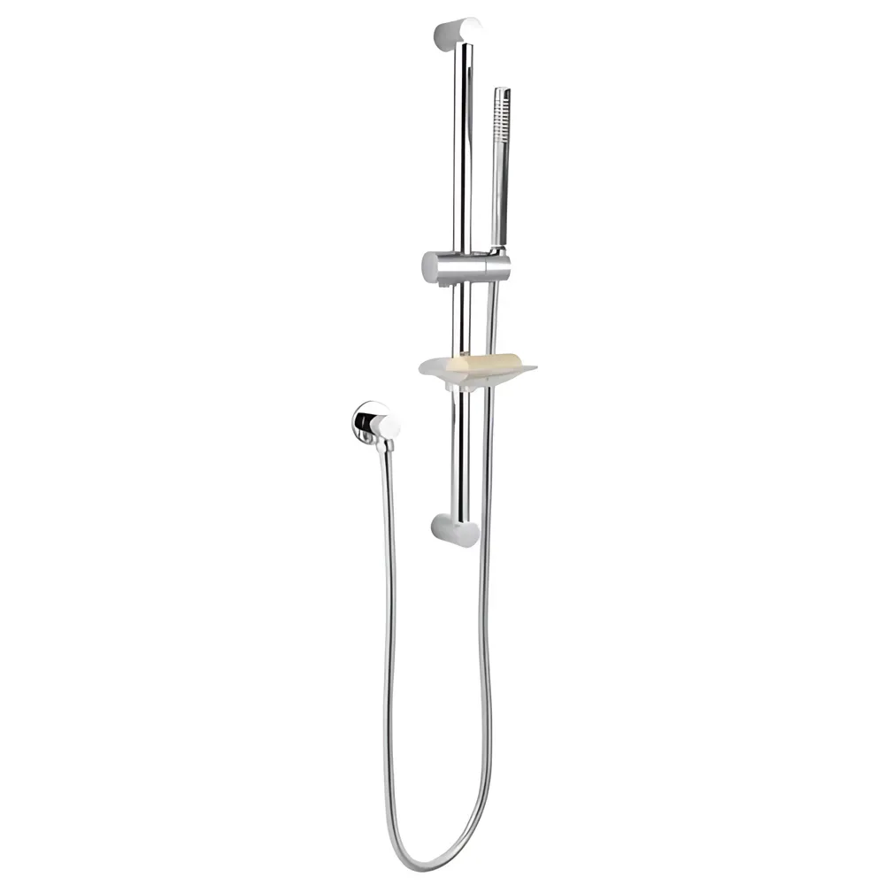 Round Hand Held Shower Set With Rail With Soap Dish Chrome ,