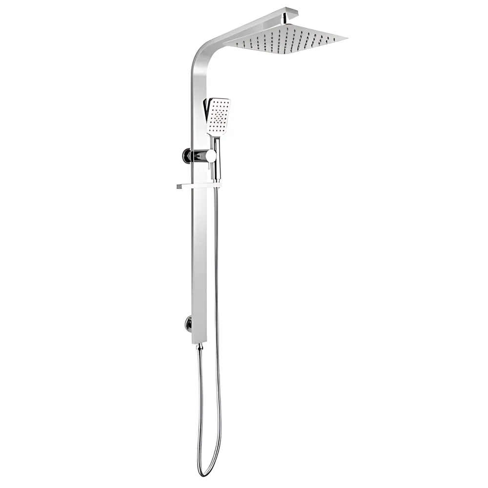Square Wide Rail Top Water Inlet Shower Combination Chrome ,