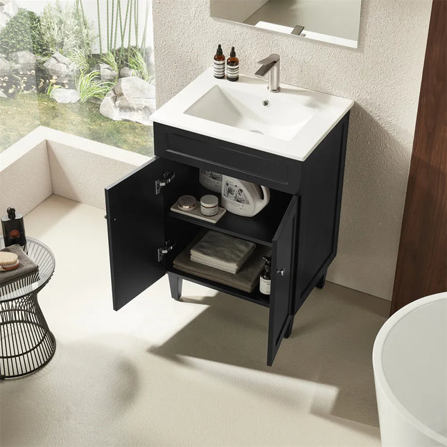 Ceto Harrington Hampton Style Freestanding Floor Vanity Matte Black 600 ,