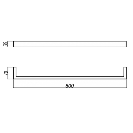 Tera Square Single Towel Rail 800mm Brushed Nickel ,