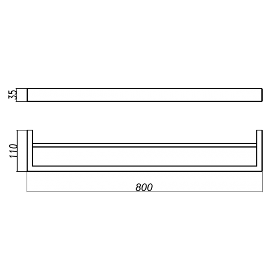 Tera Square Double Towel Rail 800mm Chrome ,