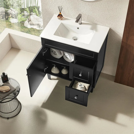 Ceto Harrington Hampton Style Freestanding Floor Vanity Matte Black 750 ,