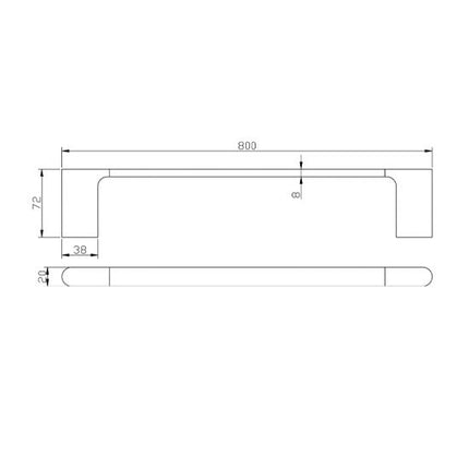 Belle Single Towel Rail 800mm Chrome ,