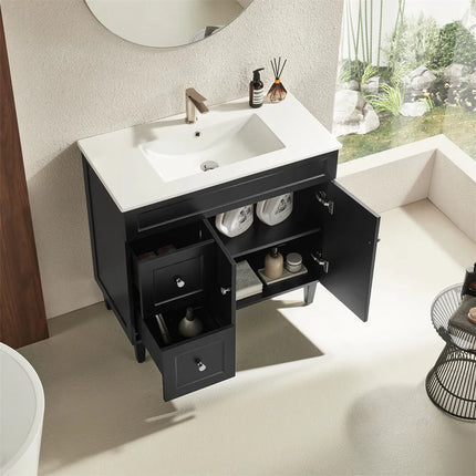 Ceto Harrington Hampton Style Freestanding Floor Vanity Matte Black 900 ,