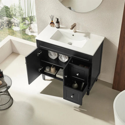 Ceto Harrington Hampton Style Freestanding Floor Vanity Matte Black 900 ,