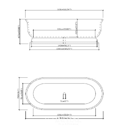 Coco 1700 Freestanding Bathtub Gloss White Non-Over Flow 1690X790X610 ,