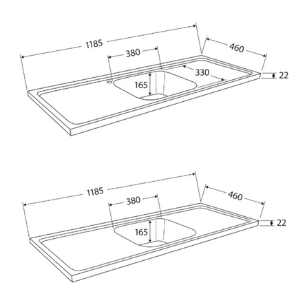 Fienza Citi Stainless Steel Sink Top, 1200mm ,