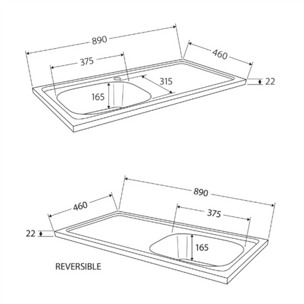 Fienza Citi Stainless Steel Sink Top, 900mm ,