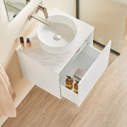 Ceto Kirribilli Fluted Wall Hung Vanity Matte White 600 ,