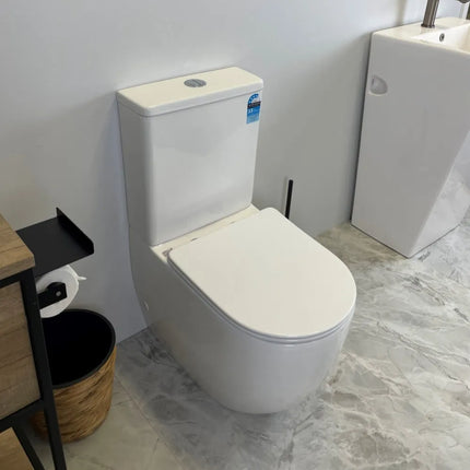 Caroline Rimless Back to Wall Toilet Suite Gloss White 620X340X810