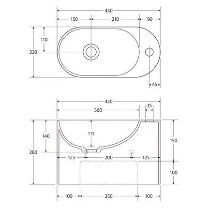 Fienza Ari Solid Surface Wall Hung Basin ,