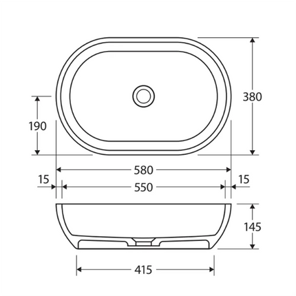 Fienza Nero Matte White Cast Stone Above Counter Basin ,