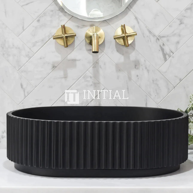 Stadio Groove Fluted Above Counter Basin, Oval, Matte Black ,