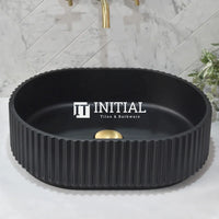 Stadio Groove Fluted Above Counter Basin, Oval, Matte Black ,
