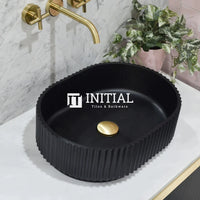 Stadio Groove Fluted Above Counter Basin, Oval, Matte Black ,