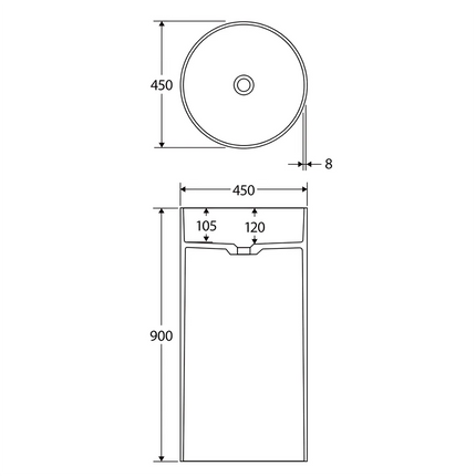 Fienza Minka Solid Surface Freestanding Basin, Matte Black