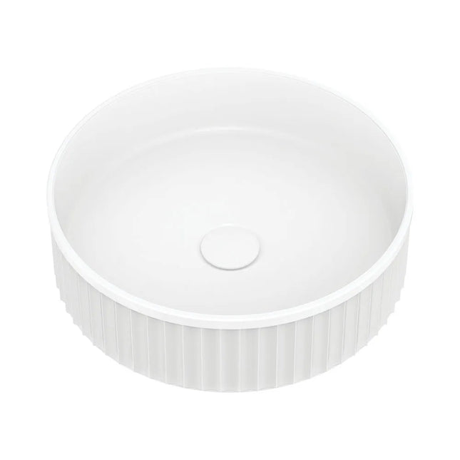Fienza Minka Round Solid Surface Above Counter Basin, Matte White