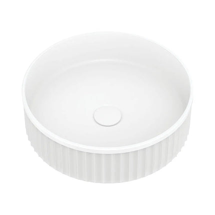 Fienza Minka Round Solid Surface Above Counter Basin, Matte White