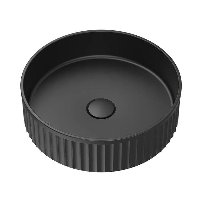 Fienza Minka Round Solid Surface Above Counter Basin, Matte Black