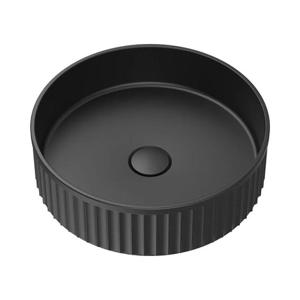 Fienza Minka Round Solid Surface Above Counter Basin, Matte Black