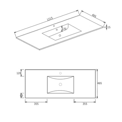 Otti Laguna Wall Hung Vanity Matte White 1190X460X550