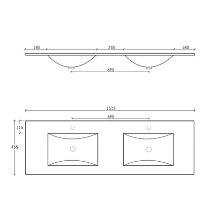 Otti Laguna Wall Hung Vanity American Natural Oak 1490X460X550