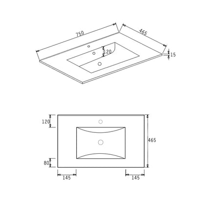 Otti Laguna Wall Hung Vanity Matte White 740X460X550