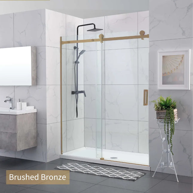 Wall to wall Frameless Sliding Door adjustable 10mm Glass 890-2000 X 2000mm Brushed Bronze
