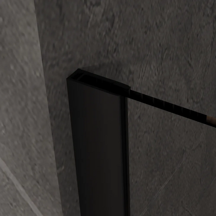 Single Frameless Fixed Panel Shower Screen 10mm Gradient Glass 900-1200 X 2000mm Matte Black