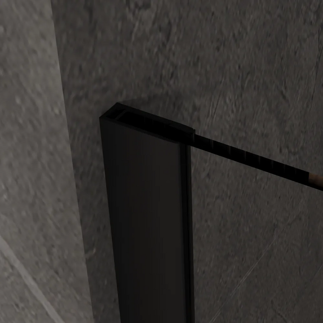 Single Frameless Fixed Panel Shower Screen 10mm Gradient Glass 900-1200 X 2000mm Matte Black