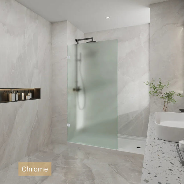 Single Frameless Fixed Panel Shower Screen 10mm Frosted Glass 900-1200X2000mm