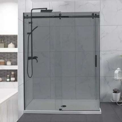 L Shape Frameless Sliding Door adjustable 10mm Grey Tinted Glass 1180-1800 X 2000mm