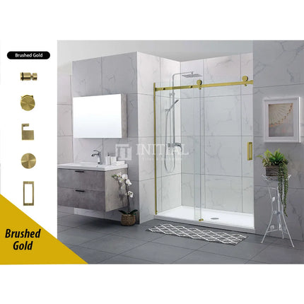 Wall to wall Frameless Sliding Door adjustable 10mm Glass 890-2000 X 2000mm Brushed Gold