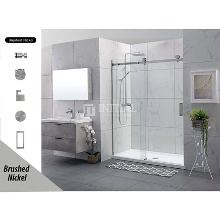 Wall to wall Frameless Sliding Door adjustable 10mm Glass 890-2000 X 2000mm Brushed Nickel