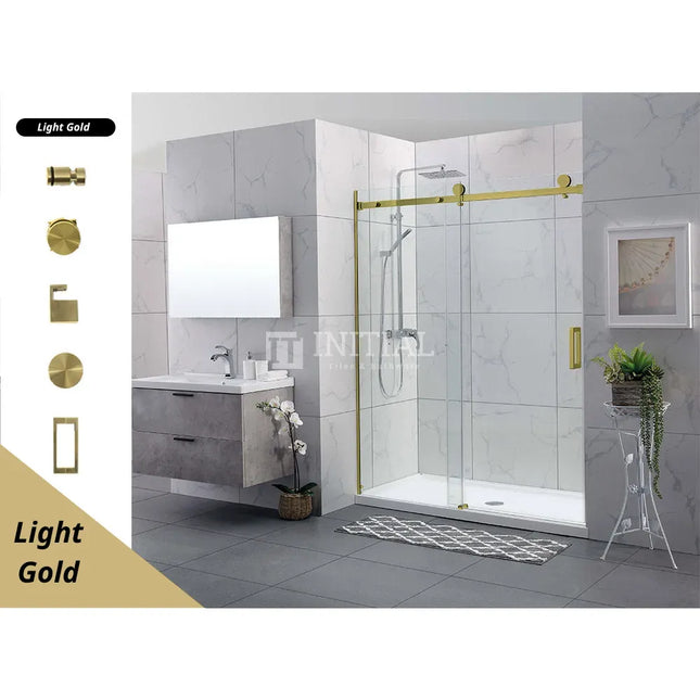 Wall to wall Frameless Sliding Door adjustable 10mm Glass 890-2000 X 2000mm Light Gold