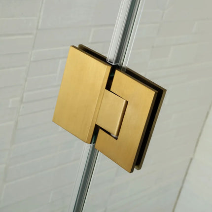 800-1200 X 2000mm Square Frameless Hinge Door with Return Panel adjustable 10mm Glass Brushed Gold