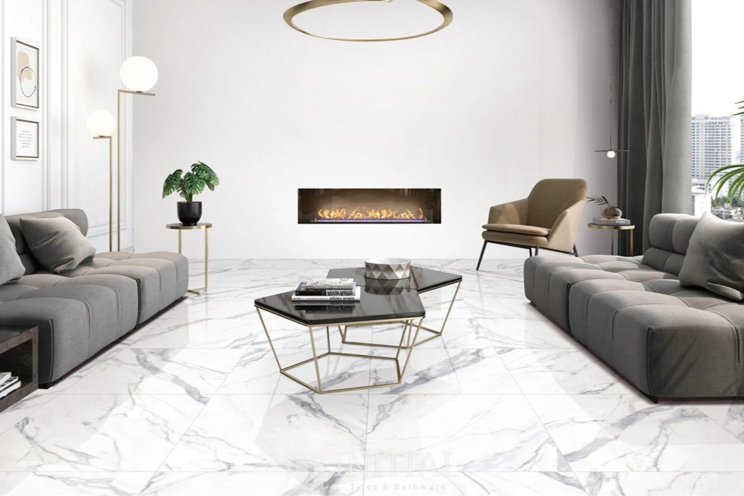 Marble Look Tile Calacatta Gold Polished 600X600 ,