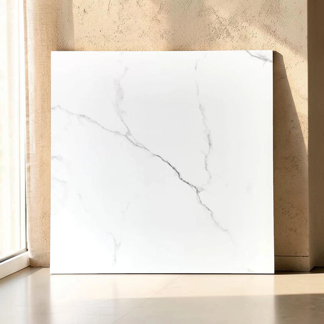 Marble Look Tile Calacatta White 600X600 Soft Matte / Polished ,