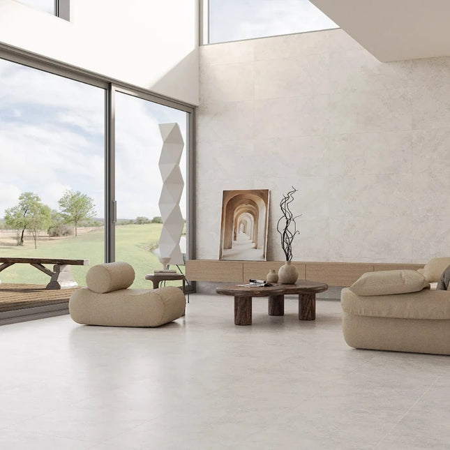 Travertine Look Tile Capi Silver Smooth Grip ,