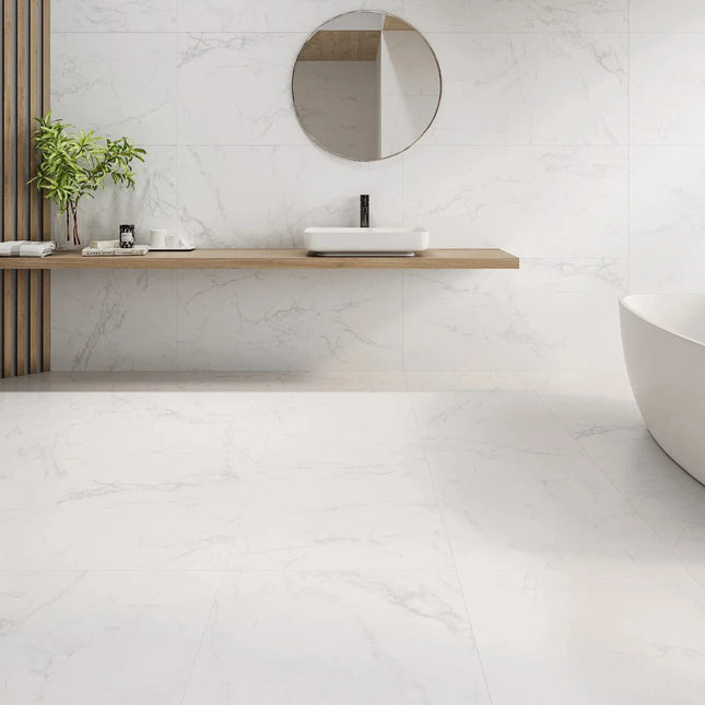 Marble Look Tile Cirrus Silk Grey Matt ,