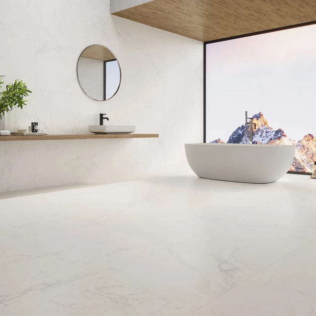 Marble Look Tile Cirrus Silk Grey Matt ,