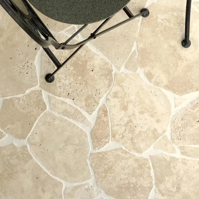 Outdoor Stone Crazy Paving Classic Light Travertine 250~600X20mm