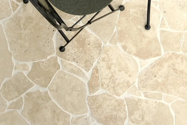 Outdoor Stone Crazy Paving Classic Light Travertine 250~600X20mm